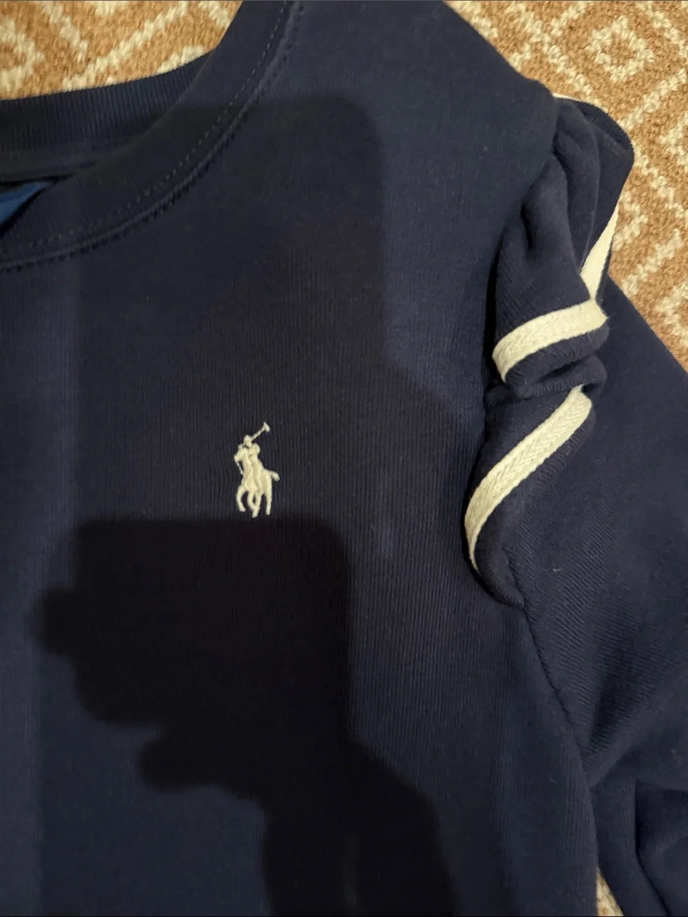 Ralph Lauren Navy and White Pleated Sweatshirt Dress